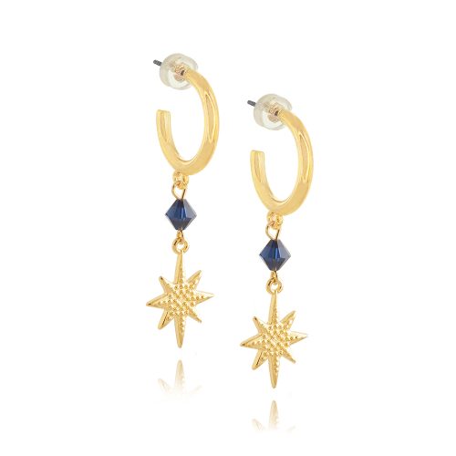 Hoop earrings with star & crystal