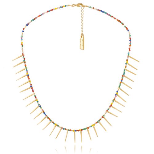 Necklace with gold plated radius & zircon beads