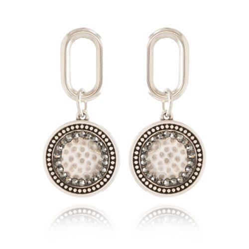 Silver plated earrings with round element & crystals