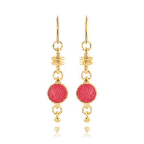 Earrings with transparent round enamel element