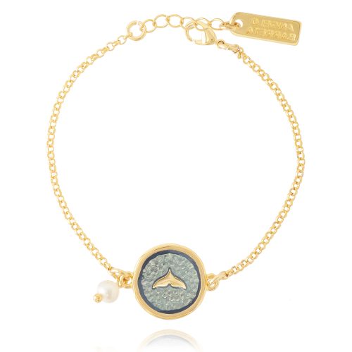 Gold plated chain bracelet with whale tail