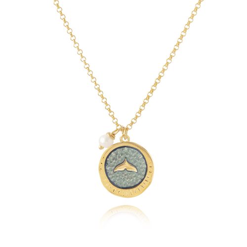 Gold plated chain necklace with whale tail