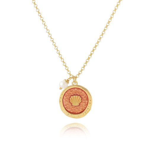 Gold plated chain necklace with shell