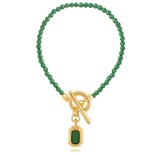 Bracelet with glass beads & enamel pendant