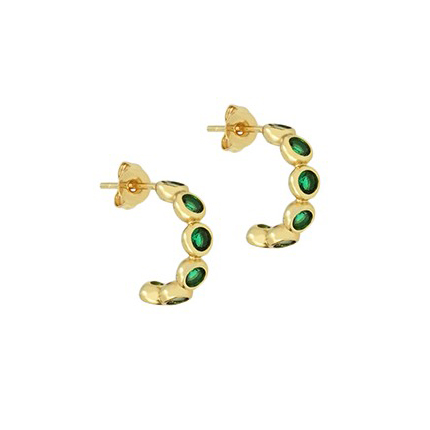 Pierced hoop earrings with zircon