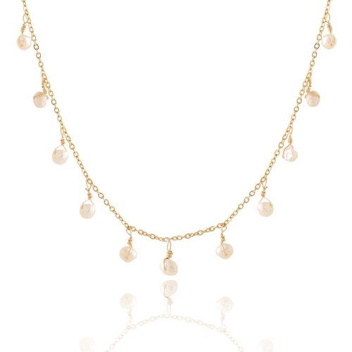Chain necklace with dangling pearls