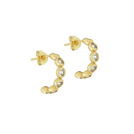Pierced hoop earrings with zircon