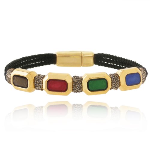 Cord bracelet with multi color vitraux