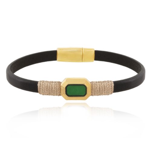 Natural leather bracelet with vitraux