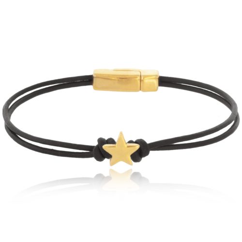 Leather bracelet with gold plated star