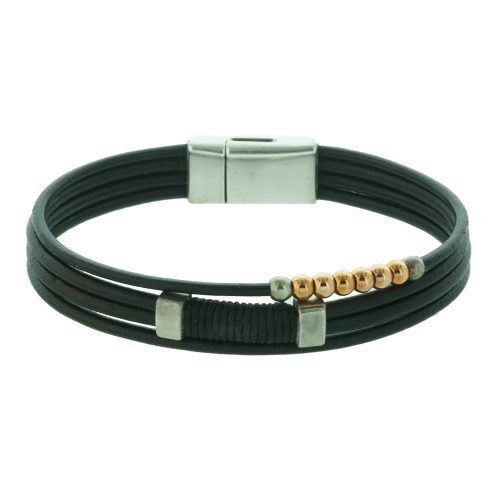 Men's leather bracelet with rose gold touches