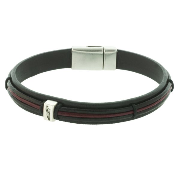 Men's leather bracelet with letaher cords