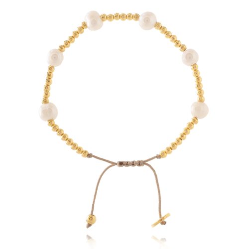 Bracelet with gold plated beads & freshwater pearls
