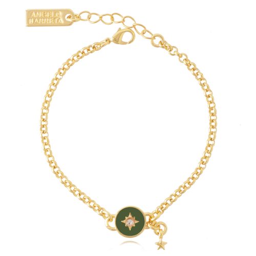 Gold plated chain bracelet with enamel star
