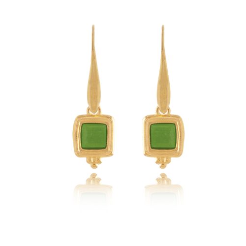 Gold plated earrings with squared enamel pendant