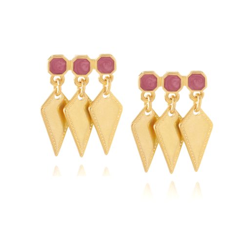 Earrings with enamel & gold plated rhombus