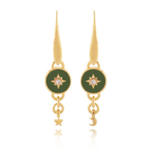 Gold plated earrings with enamel star