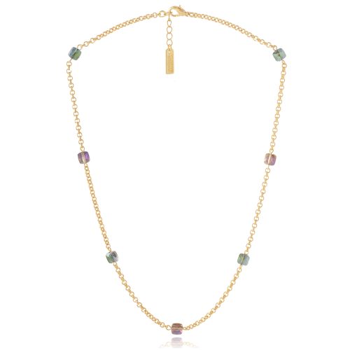 Chain necklace with iridescent beads