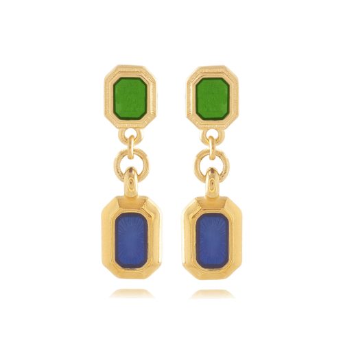 Gold plated earrings with vitraux