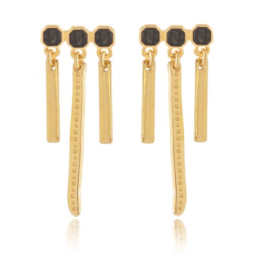 Gold plated earrings with enamel & rectangular elements