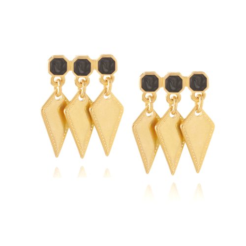 Earrings with enamel & gold plated rhombus