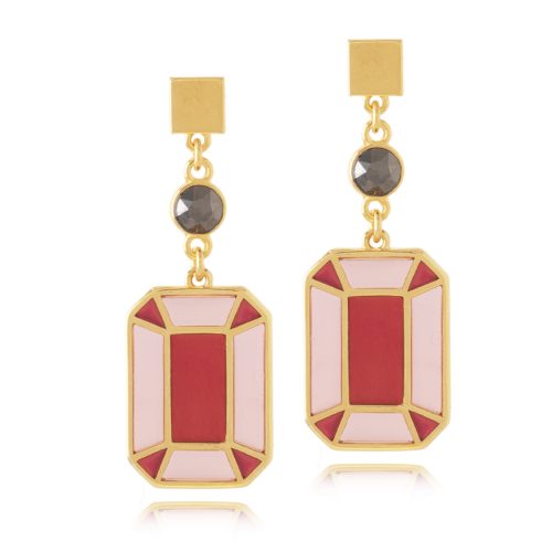 Rectangular vitraux earrings with crystal