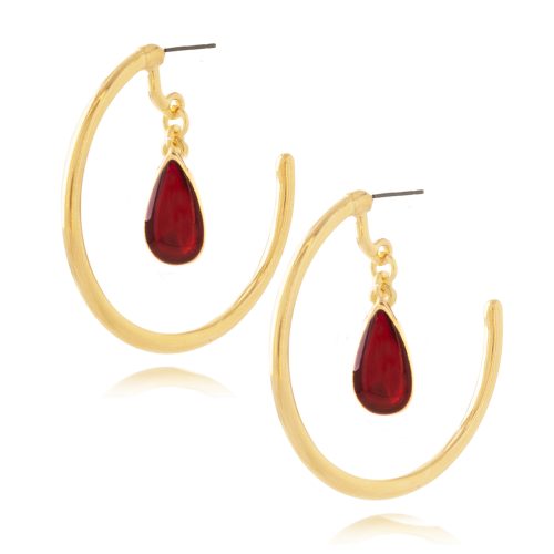 Gold plated hoop earrings with drop
