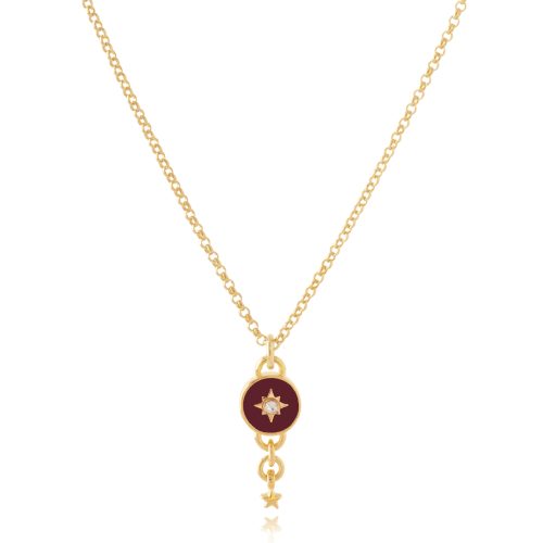 Gold plated chain necklace with enamel star