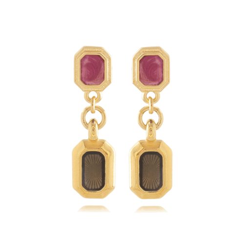 Gold plated earrings with vitraux