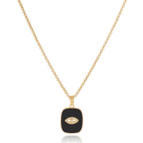 Gold plated chain necklace with zircon evil eye