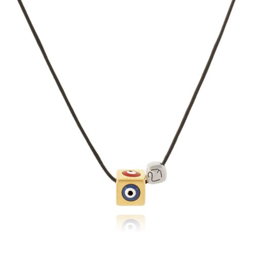 Lucky charm 2023 necklace with enamel evil eye cube