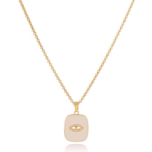 Gold plated chain necklace with zircon evil eye