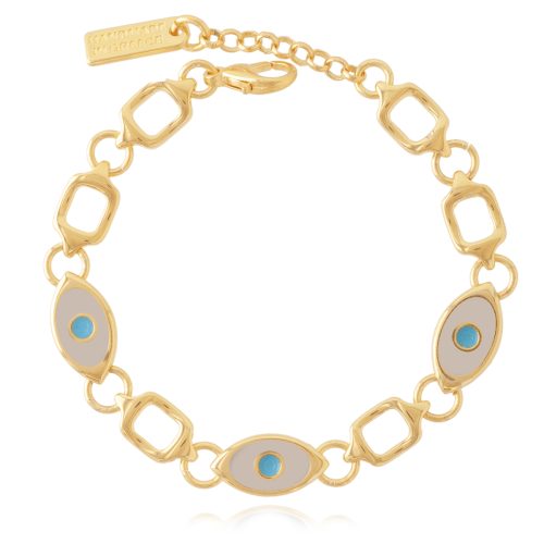 Chain bracelet with oval enamel evil eye