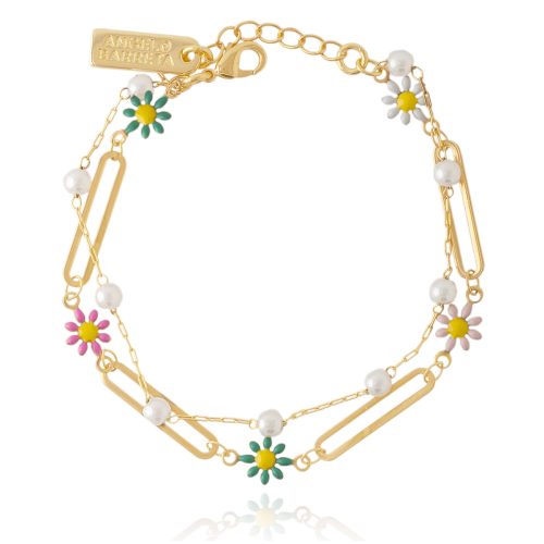Chain bracelet with daisies