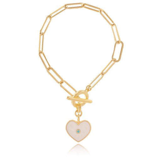 Chain bracelet with enamel heart