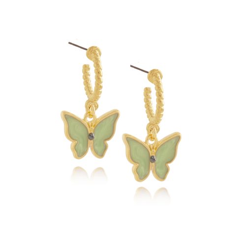 Hoop earrings with enamel butterflies