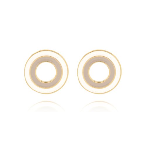 Pierced earrings with enamel circles in two colors