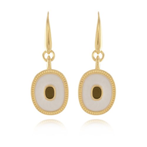 Earrings with with oval enamel element