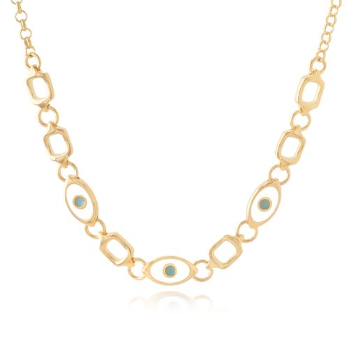 Chain necklace with oval enamel evil eye