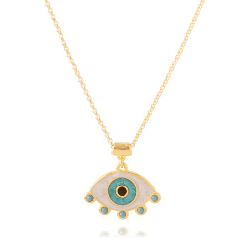 Chain necklace with white enamel evil eye