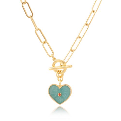 Chain necklace with enamel heart