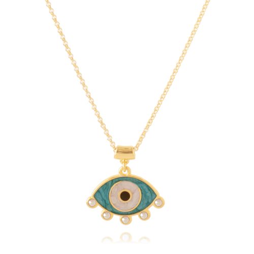Chain necklace with turquoise enamel evil eye (Αντιγραφή)