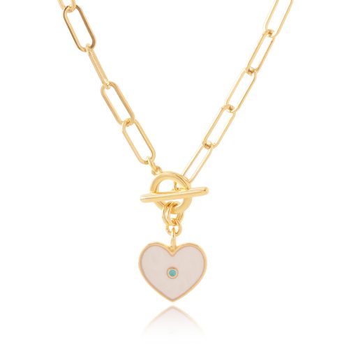 Chain necklace with enamel heart