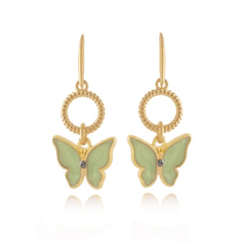 Earrings with enamel butterflies