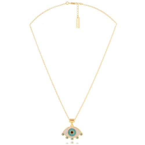 Chain necklace with white enamel evil eye