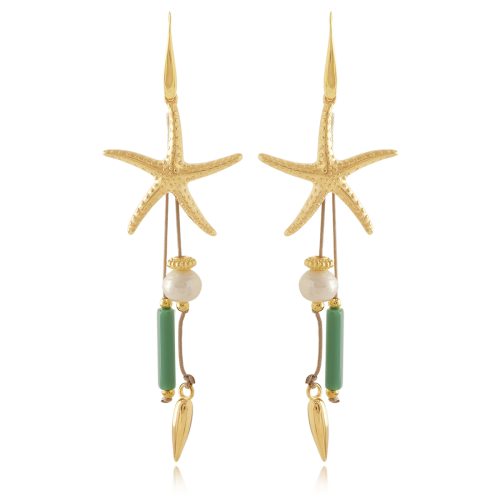 Earrings with gold plated starfish
