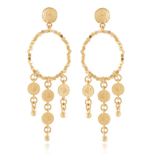 Earrings with gold plated coins