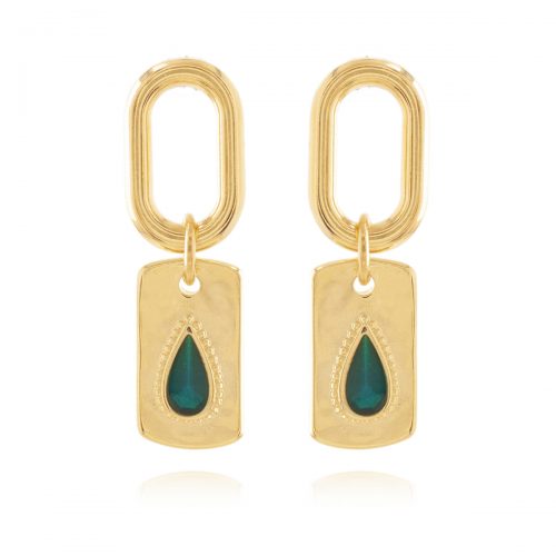 Gold plated earrings with hoop & enamel drop