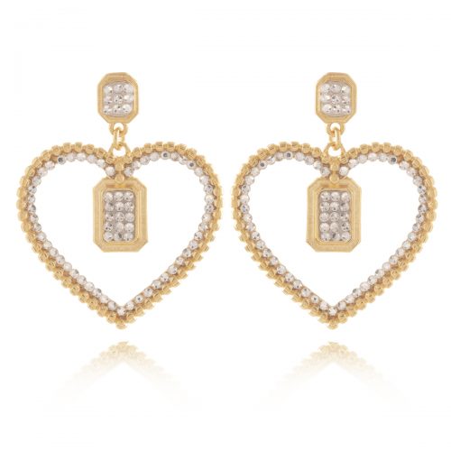 Heart earrings with crystals