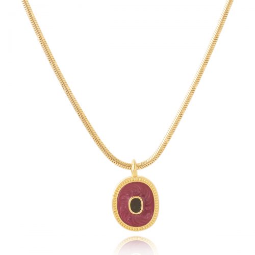 Chain necklace with oval enamel element